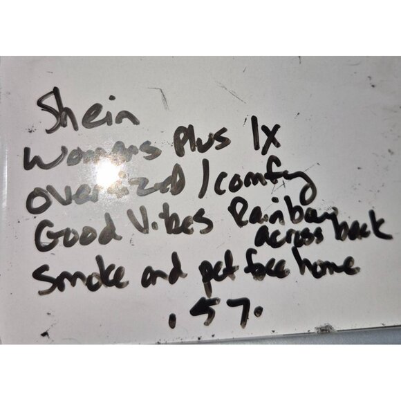 Shein Curve "Good Vibes" White Long Sleeve Shirt 1XL Rainbow - Picture 7 of 7